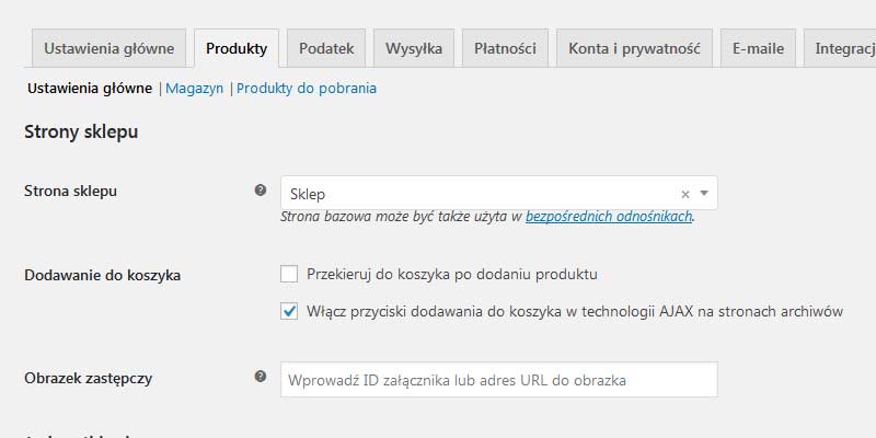 Panel WooCommerce